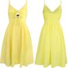 imageECOWISH Women 2025 Summer Dresses Tie Front VNeck Spaghetti Strap Button Down ALine Backless Swing Midi Dress809 Yellowdecorative Buttons