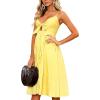 imageECOWISH Women 2025 Summer Dresses Tie Front VNeck Spaghetti Strap Button Down ALine Backless Swing Midi Dress809 Yellowdecorative Buttons