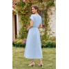 imageECOWISH Women Cotton Midi Dress 2025 Button V Neck Casual Summer Dresses Short Sleeve ALine Shirt Long Dress with Pockets422 Sky Blue