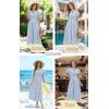 imageECOWISH Women Cotton Midi Dress 2025 Button V Neck Casual Summer Dresses Short Sleeve ALine Shirt Long Dress with Pockets422 Sky Blue