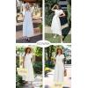imageECOWISH Women Cotton Midi Dress 2025 Button V Neck Casual Summer Dresses Short Sleeve ALine Shirt Long Dress with Pockets422 White