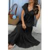 imageECOWISH Womens Summer Maxi Dress 2025 Flutter Short Sleeve V Neck Tie Front Wedding Guest Vacation Tiered Flowy DressesBlack