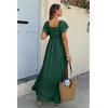 imageECOWISH Womens Summer Maxi Dress 2025 Flutter Short Sleeve V Neck Tie Front Wedding Guest Vacation Tiered Flowy DressesDark Green