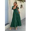 imageECOWISH Womens Summer Maxi Dress 2025 Flutter Short Sleeve V Neck Tie Front Wedding Guest Vacation Tiered Flowy DressesDark Green