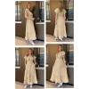 imageECOWISH Womens Summer Maxi Dress 2025 Flutter Short Sleeve V Neck Tie Front Wedding Guest Vacation Tiered Flowy DressesKhaki