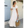 imageECOWISH Womens Summer Maxi Dress 2025 Flutter Short Sleeve V Neck Tie Front Wedding Guest Vacation Tiered Flowy DressesWhite