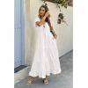 imageECOWISH Womens Summer Maxi Dress 2025 Flutter Short Sleeve V Neck Tie Front Wedding Guest Vacation Tiered Flowy DressesWhite