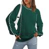 imageECOWISH Oversized Sweaters for Women Fall Winter Cable Knit Chunky Color Block Tops Jumper Long Sleeve Crewneck Pullover 2025Dark Green
