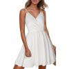 imageECOWISH Summer Dresses for Women 2025 VNeck Spaghetti Strap Bowknot Backless Sleeveless Lace Mini Swing Skater Dress3450 White