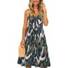 imageECOWISH Women 2025 Summer Dresses Tie Front VNeck Spaghetti Strap Button Down ALine Backless Swing Midi Dress809 Palm Leavesdecorative Buttons