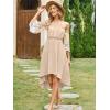 imageECOWISH Women Summer Off Shoulder Midi Cottagecore Dress Western Country Renaissance Peasant High Low Costume 34 Sleeve 2025Beige