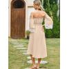 imageECOWISH Women Summer Off Shoulder Midi Cottagecore Dress Western Country Renaissance Peasant High Low Costume 34 Sleeve 2025Beige