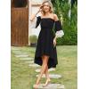 imageECOWISH Women Summer Off Shoulder Midi Cottagecore Dress Western Country Renaissance Peasant High Low Costume 34 Sleeve 2025Black