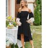 imageECOWISH Women Summer Off Shoulder Midi Cottagecore Dress Western Country Renaissance Peasant High Low Costume 34 Sleeve 2025Black