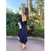imageECOWISH Women Summer Off Shoulder Midi Cottagecore Dress Western Country Renaissance Peasant High Low Costume 34 Sleeve 2025Navy Blue