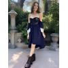 imageECOWISH Women Summer Off Shoulder Midi Cottagecore Dress Western Country Renaissance Peasant High Low Costume 34 Sleeve 2025Navy Blue