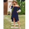 imageECOWISH Women Summer Off Shoulder Midi Cottagecore Dress Western Country Renaissance Peasant High Low Costume 34 Sleeve 2025Navy Blue