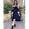 imageECOWISH Women Summer Off Shoulder Midi Cottagecore Dress Western Country Renaissance Peasant High Low Costume 34 Sleeve 2025Navy Blue