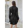 imageECOWISH Womens Button Shirt Dress with Pockets Fall Summer Short Mini Dresses Long Sleeve 34 Sleeve Long Tunics Blouse Belt19black