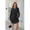 imageECOWISH Womens Button Shirt Dress with Pockets Fall Summer Short Mini Dresses Long Sleeve 34 Sleeve Long Tunics Blouse Belt19black