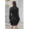imageECOWISH Womens Button Shirt Dress with Pockets Fall Summer Short Mini Dresses Long Sleeve 34 Sleeve Long Tunics Blouse Belt19blacknew