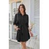 imageECOWISH Womens Button Shirt Dress with Pockets Fall Summer Short Mini Dresses Long Sleeve 34 Sleeve Long Tunics Blouse Belt19blacknew