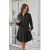 imageECOWISH Womens Button Shirt Dress with Pockets Fall Summer Short Mini Dresses Long Sleeve 34 Sleeve Long Tunics Blouse Belt19blacknew