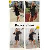 imageECOWISH Womens Button Shirt Dress with Pockets Fall Summer Short Mini Dresses Long Sleeve 34 Sleeve Long Tunics Blouse Belt19blacknew