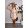 imageECOWISH Womens Button Shirt Dress with Pockets Fall Summer Short Mini Dresses Long Sleeve 34 Sleeve Long Tunics Blouse Belt19khaki Beige