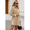imageECOWISH Womens Button Shirt Dress with Pockets Fall Summer Short Mini Dresses Long Sleeve 34 Sleeve Long Tunics Blouse Belt19khaki Beige