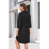imageECOWISH Womens Button Shirt Dress with Pockets Fall Summer Short Mini Dresses Long Sleeve 34 Sleeve Long Tunics Blouse Belt51black