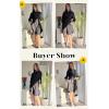imageECOWISH Womens Button Shirt Dress with Pockets Fall Summer Short Mini Dresses Long Sleeve 34 Sleeve Long Tunics Blouse Belt51black