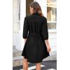 imageECOWISH Womens Button Shirt Dress with Pockets Fall Summer Short Mini Dresses Long Sleeve 34 Sleeve Long Tunics Blouse Belt51black Beige
