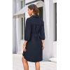 imageECOWISH Womens Button Shirt Dress with Pockets Fall Summer Short Mini Dresses Long Sleeve 34 Sleeve Long Tunics Blouse Belt51navy Blue