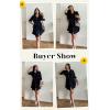 imageECOWISH Womens Button Shirt Dress with Pockets Fall Summer Short Mini Dresses Long Sleeve 34 Sleeve Long Tunics Blouse Belt51navy Blue