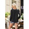 imageECOWISH Womens Button Up Shirt  Peter Pan Collar Frilled Short Sleeve Summer Tops Casual Cotton Retro Floral Blouse3461 Black