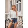 imageECOWISH Womens Button Up Shirt  Peter Pan Collar Frilled Short Sleeve Summer Tops Casual Cotton Retro Floral Blouse3461 White