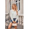 imageECOWISH Womens Button Up Shirt  Peter Pan Collar Frilled Short Sleeve Summer Tops Casual Cotton Retro Floral Blouse3461 White