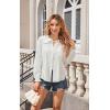imageECOWISH Womens Button Up Shirt  Peter Pan Collar Frilled Short Sleeve Summer Tops Casual Cotton Retro Floral Blouse3461 White