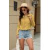 imageECOWISH Womens Button Up Shirt  Peter Pan Collar Frilled Short Sleeve Summer Tops Casual Cotton Retro Floral Blouse3461 Yellow