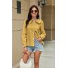 imageECOWISH Womens Button Up Shirt  Peter Pan Collar Frilled Short Sleeve Summer Tops Casual Cotton Retro Floral Blouse3461 Yellow