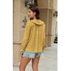 imageECOWISH Womens Button Up Shirt  Peter Pan Collar Frilled Short Sleeve Summer Tops Casual Cotton Retro Floral Blouse3461 Yellow