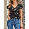 imageECOWISH Womens Floral Blouses 2025 Summer Ruffle Short Sleeve V Neck Shirts Casual Business Work Boho TopsBlack Floral