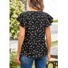 imageECOWISH Womens Floral Blouses 2025 Summer Ruffle Short Sleeve V Neck Shirts Casual Business Work Boho TopsBlack Floral