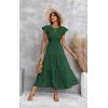 imageECOWISH Womens Summer Dresses 2025 Elegant Lady Wedding Guest Cocktail Ruffle Cap Sleeves ALine Office Midi Dress297 Dark Green