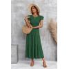 imageECOWISH Womens Summer Dresses 2025 Elegant Lady Wedding Guest Cocktail Ruffle Cap Sleeves ALine Office Midi Dress297 Dark Green