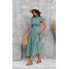 imageECOWISH Womens Summer Dresses 2025 Elegant Lady Wedding Guest Cocktail Ruffle Cap Sleeves ALine Office Midi Dress297 Light Green
