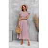 imageECOWISH Womens Summer Dresses 2025 Elegant Lady Wedding Guest Cocktail Ruffle Cap Sleeves ALine Office Midi Dress297 Pink
