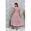 imageECOWISH Womens Summer Dresses 2025 Elegant Lady Wedding Guest Cocktail Ruffle Cap Sleeves ALine Office Midi Dress297 Pink
