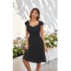 imageECOWISH Womens Summer Dresses 2025 Elegant Lady Wedding Guest Cocktail Ruffle Cap Sleeves ALine Office Midi Dress3444 Black
